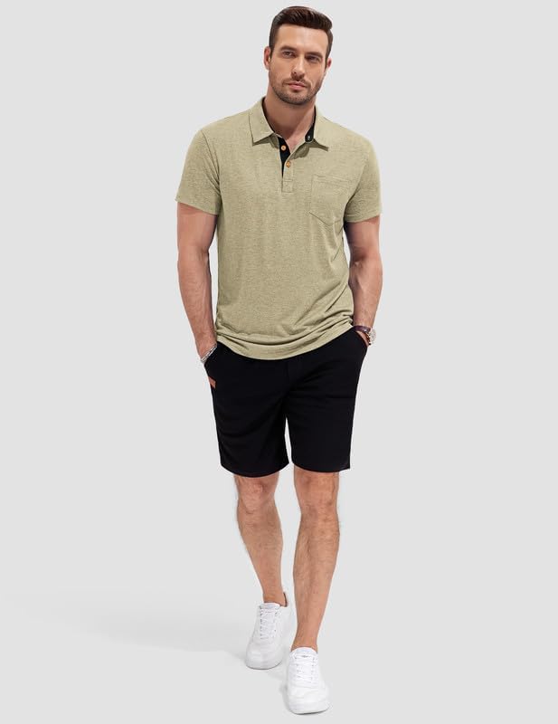 Mens Polo Shirts Short Sleeve Cotton Casual Summer Knit Golf Stylish T Shirts with Pockets - Image 9