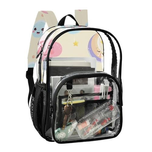 Girls Backpack for Kids Cute Pastel Clouds Clear Backpack Women Cute Plastic Transparent Bookbag2