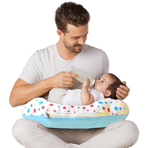 Image of VParents Feeding Pillow, Breast Feeding Pillows Vacuum Packed Cotton Nursing Pillow and Positioner, Breastfeeding, Bottle Feeding, Baby Support Joy (Blue) 110498