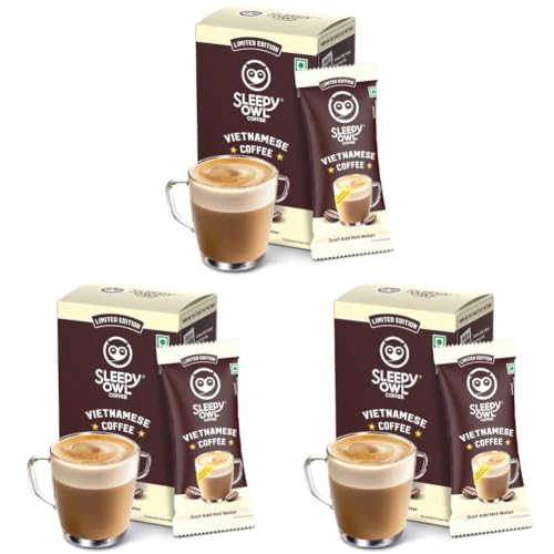 Image of Sleepy Owl Vietnamese Coffee Premix, Instant Coffee Premix Sachets, Bold & Creamy, Cafe-Style Brew at Home, 3 in 1 Coffee, Made with Condensed Milk, 100g (5 Sachets x 20g) (Pack of 3)