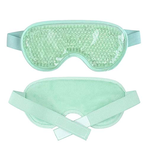 Dolson Reusable Gel Bead Ice Pack Eye Mask for Puffy Eyes, Dark Circles, Headaches, Migraines, Stress Relief - Green