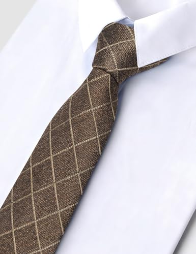 Image of Barry.Wang Skinny Ties for Men Wool Blend Herringbone Necktie with Tie Clip