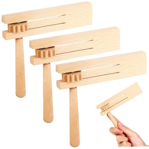 FIXOSHEE Trinquete De Madera Matraca Juguetes De Madera Pequeños Sonido De Trinquete para Niños Educativos Recreativos 3 Unidades