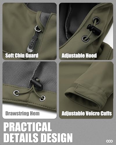 Image of 33,000ft Men's Softshell Jacket with Hood Waterproof Windbreaker Lightweight Rain Shell Jacket for Outdoor Hiking Travel