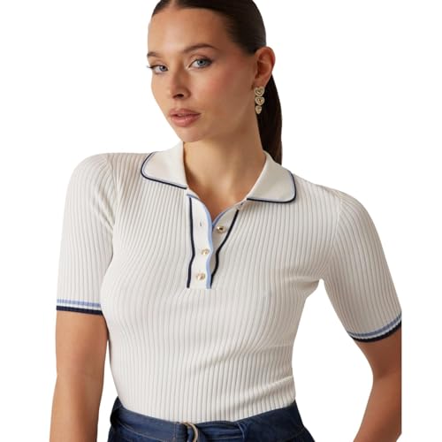 GUESS Women's Short Sleeve Thalia Polo Neck Sweater3