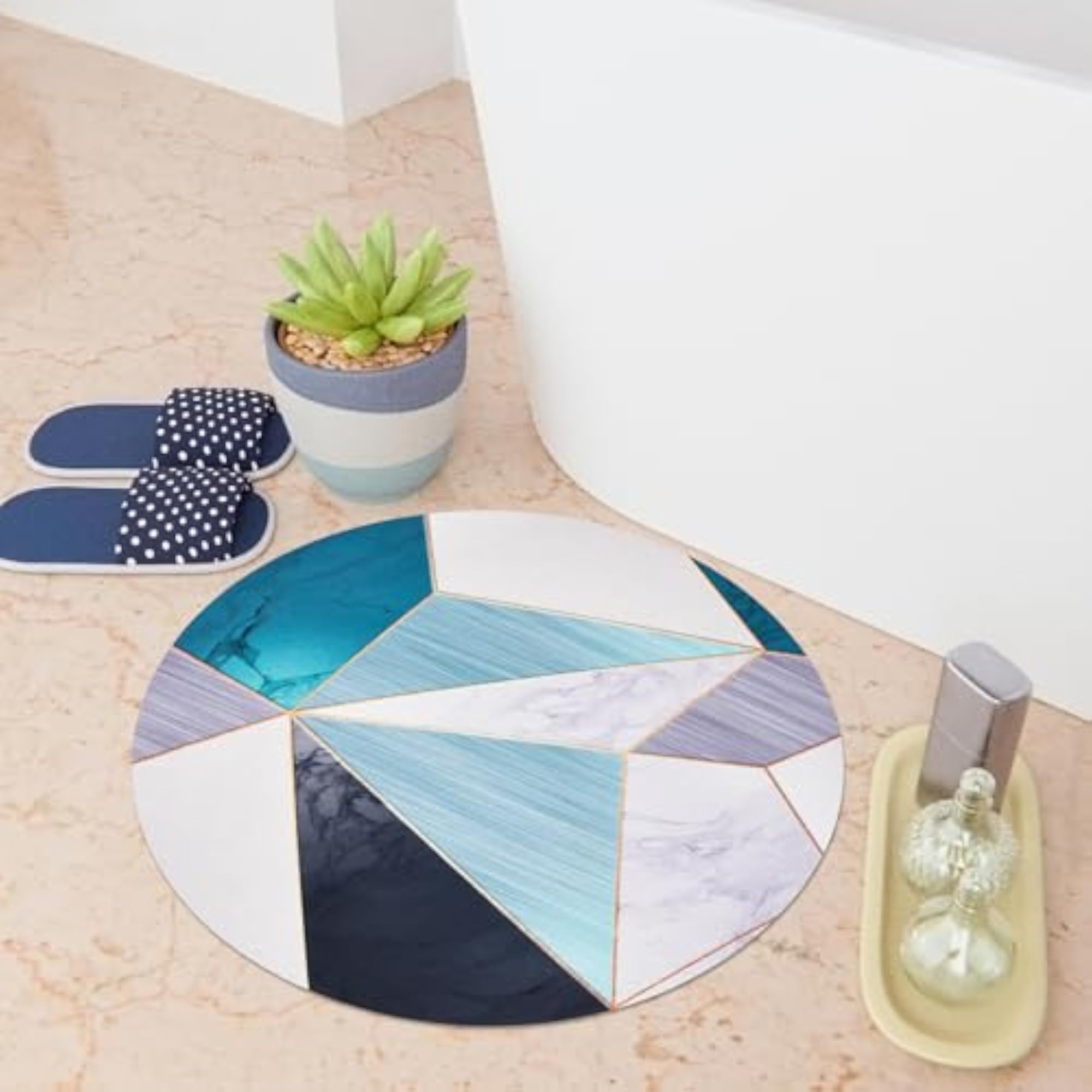Round Anti-Skid Bath Mat, Super Absorbent Rubber Mat