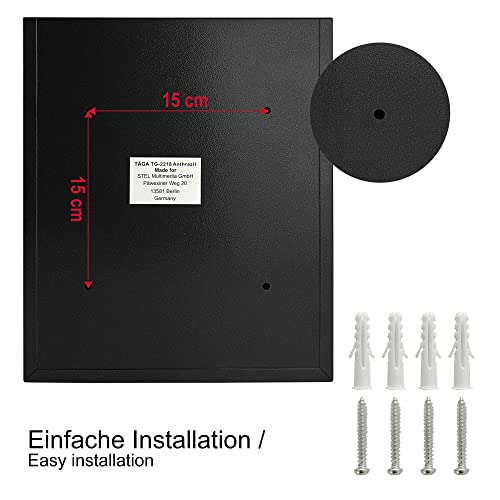 TÄGA 2218 Design Metall Briefkasten schwarz I DIN A4 Einwurfformat I mit Namensschild, Sichtfenster I abschließbar, inkl. 2 Schlüssel