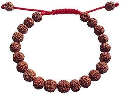 Rudraksha Beads Wrist Bracelet for Meditation Yoga 8mm Size Adjustable Bracetel, Small, Brown