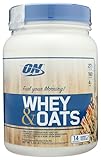 OPTIMUM NUTRITION Whey & Oats Protein Powder, Breakfast Or Anytime High Protein and High Fiber Shake, Vanilla Almond Pastry, 14 Servings