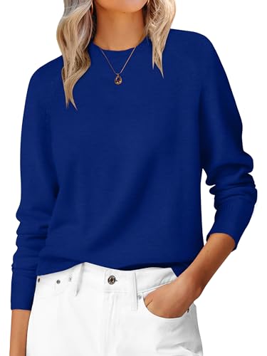 ANRABESS Women’s Long Sleeve Light Sweaters Fall Outfits,Royal Blue,M