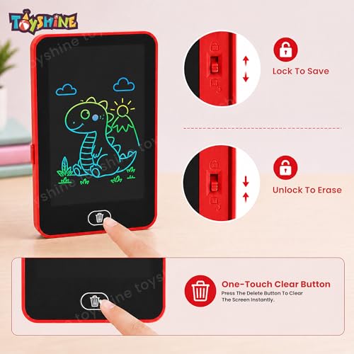 Image of Toyshine 2 in 1 Digital LCD Writing Tablet Children Doodle Board with Pencil Box for Kids 3-10 Years Old Boys /Girls Gifts Education Learning Toy, Red