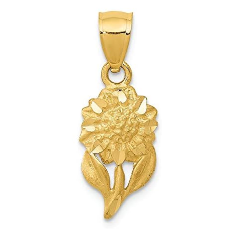 FJC Finejewelers 14k Yellow Gold Satin Bright Cut Sunflower Charm Cover
