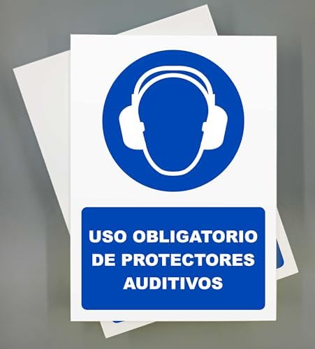 Cartel Uso Obligatorio de Protectores Auditivos 18x25 cm Pack 2ud...