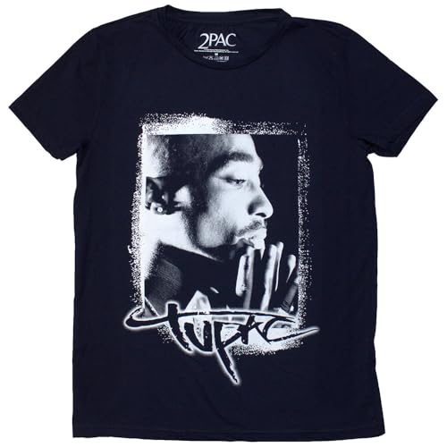 T-shirt Tupac Spray Photo femme en coton Rock Off noir