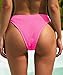 YMISAN Women's Bikini Swim Bottom Briefs Ribbed High Cut Mid Waist Cheeky Bathing Suit Bottom Hot Pink