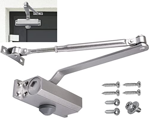 Stahlia Automatischer Türschließer Silber Türschließer Haustür hydraulisch Innen - Außen Automatik Obentürschließer | MAXI Türgewicht 60-80 kg