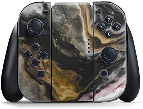 Skinit Decal Gaming Skin Compatible with Nintendo Switch (2017-2021) Joy-Con Controller - Gold Blush Marble Ink Design