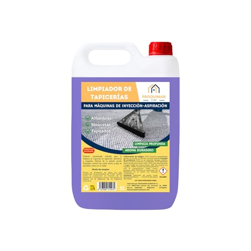 Limpiador de Tapicerías para Máquinas de Inyección – Calidad Profesional – Elimina Manchas y Olores en Tapicerías, Sofás y Alfombras – Garrafa 5L