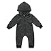 Cute Baby Boy Long Sleeve Hoodie Romper Jumpsuit With Zipper Pocket Playsuit Outfit Clothes (6-12 Months, Gray&Black)