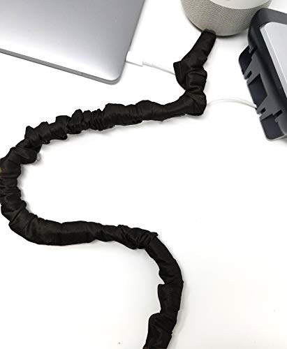 Image of Night Lamp Cord Cover Thin-Style Faux Silk 9 ft Long Black