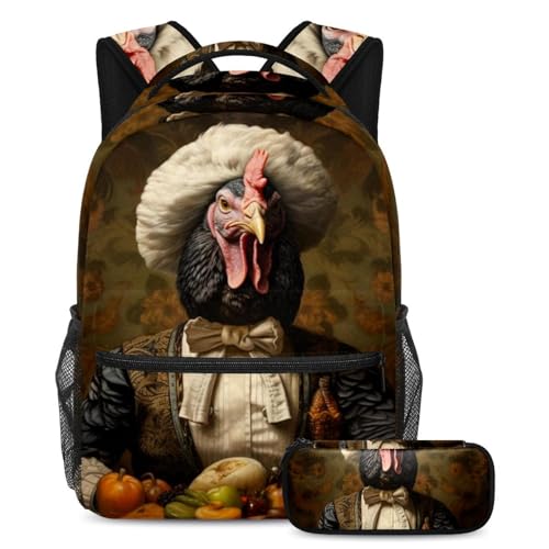 Cartable de Thanksgiving Turquie 2 pcs avec trousse pour l'école