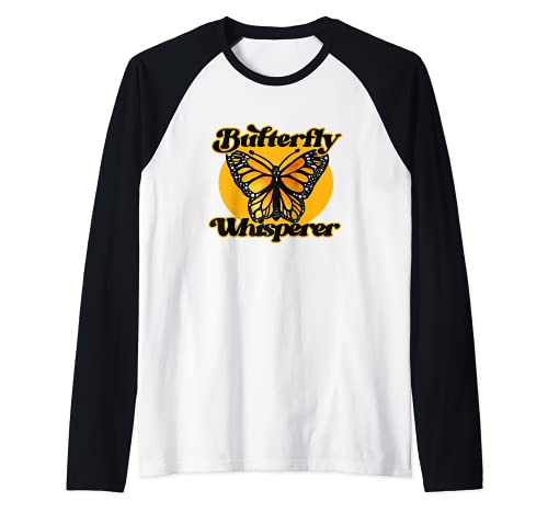 Monarch Butterfly Raglan Baseball Tee, Black