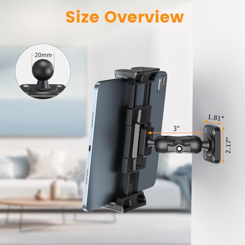 Image of OHLPRO Tablet Wall Mount Holder, 360 Rotation for 5-13 inch iPad mini Pro Air, Fire HD, Galaxy Tab, Switch and Phone, Drilled Base with 3 inch Support Arm Stand, Adjustable Tilt