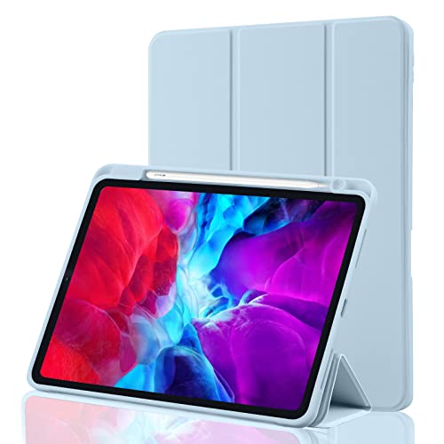 Custodia Cover Compatibile con iPad Air 5a Generazione 2022 / 4a Generazione 2020 10.9 Pollici con porta pencil, Supporta la Carica di Pencil 2nd Gen, Cover con Auto Sveglia/Sonno, Azzurro
