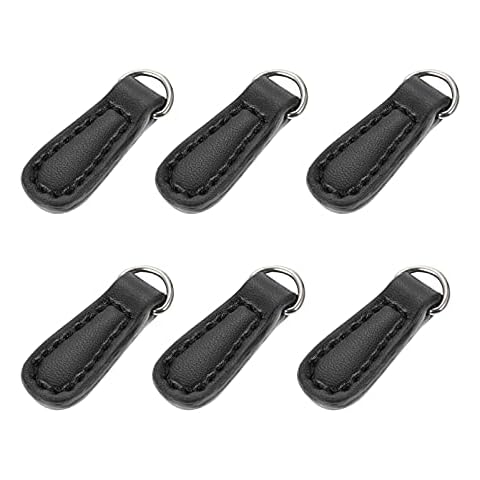 Wakauto Zipper Heads Leather Zipper: Repair Zip Pulls 6pcs Garment Clothes Zipper Slider Black Zip Fixer Replacement Bag Suitcase Zipper Parts Cover