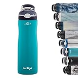 Contigo Ashland Chill botella de acero inoxidable con pajilla, 100 % hermética, frío durante 24 horas, con aislamiento, botella térmica para deportes, ciclismo, senderismo, 590 ml