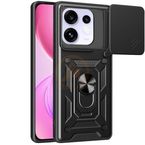 Image of Armor Bumper Back Cover Case for Oppo Reno 16 5G Rotating Camera Cover, Ring Holder & Kickstand | Heavy Duty & 360 Degree Protection Back Cover for Oppo Reno 16 5G (Black)