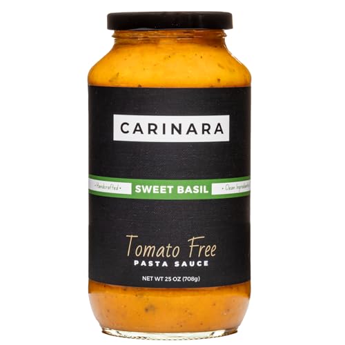 CARINARA Tomato-Free Pasta Sauce – 25oz | Carrot-Based Marinara Alternative with Garlic, Onion & Basil | Vegan, Gluten-Free, Low-Acid, No Sugar, No Tomato Sauce for Pasta, Pizza & Dips (25 Oz (Pack of 1), Sweet Basil)