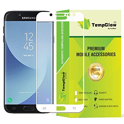Image of Screen Protector for Samsung Galaxy J7 Pro (White) Tempered Glass Edge-to-Edge 6D Screen Guard With Installation Kit