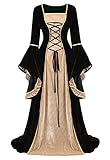 Parlsdy Renaissance Costume Medieval Irish Over Dress Renaissance Dress Women Pirate Peasant Dress Black-M