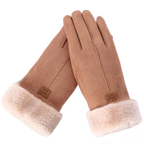 Guantes de ante para bicicleta y rutinas diarias de invierno en color marrón