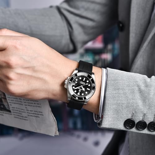 CEYADG Pagani Design Automatic Mechanical Watch for Men PD1661, nh35 Movement, Sapphire Glass, Rubber Strap, 40mm