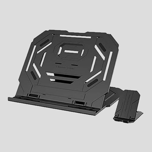 Image of URBAN KINGS Abs Plastic Laptop Stand & Mobile Phone Holder for Desk, Adjustable 10 Angle Laptop Riser for Laptops MacBook Pro and Air 13 inch 14 inch 15.6 inch 17 inch, Desktop Ergonomic (Black)