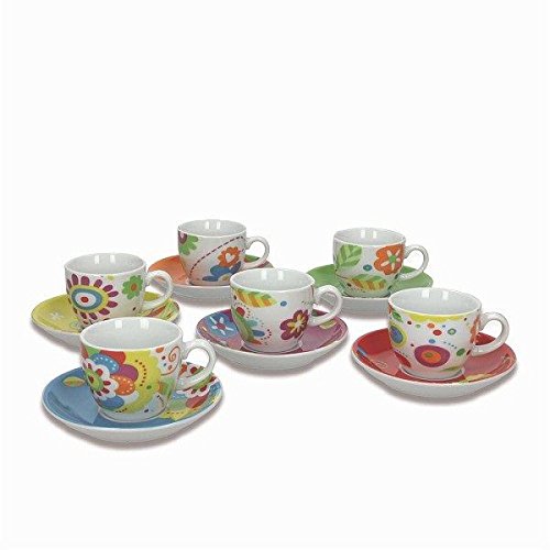 Set 6 Tazzine Caffè Tognana Iris Con Piatto - New Bone China, Design Multicolore, Lavabile - Foto 4