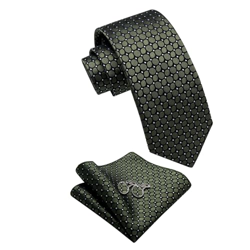 Image of YourTies Striped Ties for Men Classic Woven Silk Necktie with Handkerchief Cufflinks Set Formal Business Party Wedding