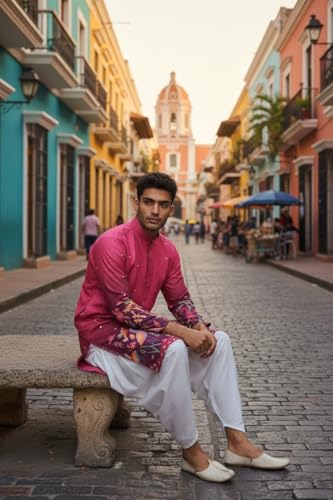 Image of Trustous Men's Printed Kurta Dhoti Set Traditional Ethnic Wear for Festivals & Weddings | Men's Stylish Printed Kurta with Dhoti Set | Traditional Indian Ethnic Wear for Men