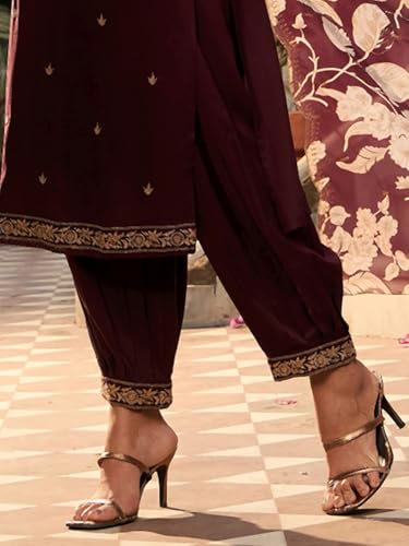 Image of INDO ERA Women's Embroidered Viscose Rayon Kurta & Pant With Dupatta Set