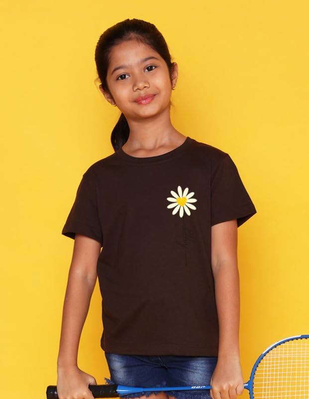 Image of Nusyl Girls Half Sleeves T-Shirt for Kids | Cute Printed Casual Wear | Soft Cotton Blend | Comfortable Regular Fit | 2-16 Years | Multiple Colors & Pack Options