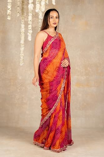 Image of MIRCHI FASHION Saree for Woman Georgette Floral Printed | Lightweight Comfortable Sari for Regular Social Wear and social visits