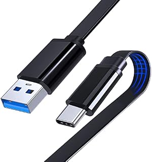 Type C Cable, Flat Design USB-C to USB-A Lead QC 3.0 3A Fast Charge Cord for Samsung S21 S20 S10 Note 20 10 | iPad Pro | Xiaomi Redmi Note 10 9T 9 9S 8T 8 POCO X3 Pro/NFC | Moto G10 G9 Plus G8 Power