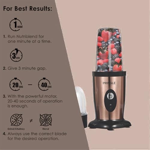 Image of Pringle NB103 Nutri Blender 600W | 22000 RPM High-Speed | Smoothie Maker & Mixer Grinder | 100% Copper Motor | Stainless Steel Blades |3 Unbreakable Jars | 3-in-1 Grind Mix Blend | 2 Yr Warranty
