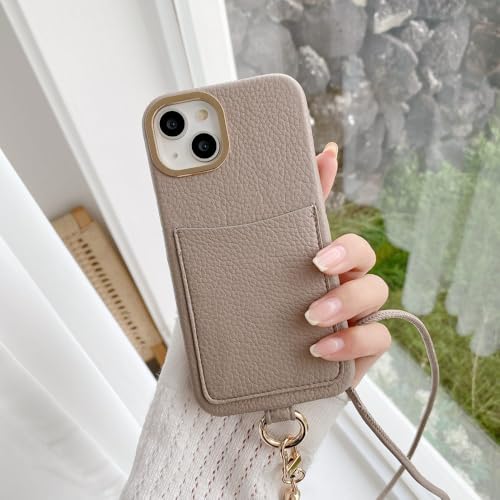 Coque iPhone 15 bandoulière et porte-cartes cuir pour vos sorties