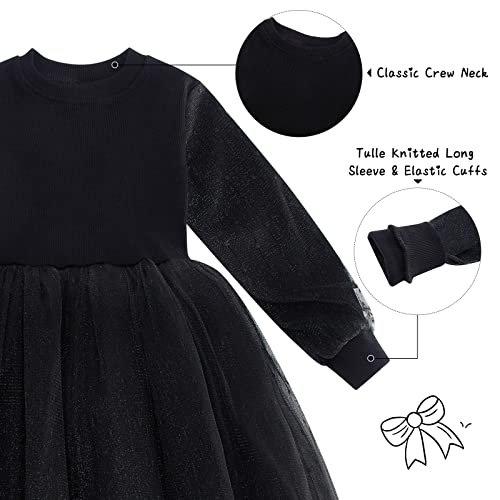Bfustyle Little Girls Long Sleeve Tutu Skirt Black Casual Dress For Toddler Girl Kid 4 5 Years Old #TOP3