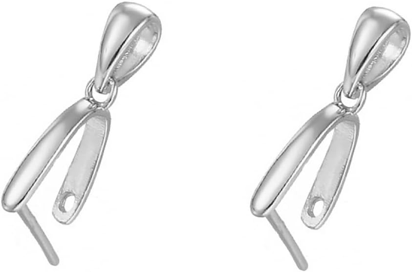 2pcs 925 Sterling Silver 6.5mm Pendant Pinch Bail Charms Connector Clasps Pinch Clip Dangle Charms for Handmade Necklace Jewelry DIY Making Craft