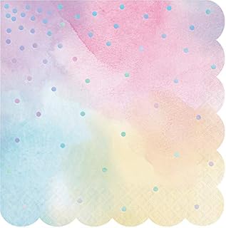 Creative Converting PC336698 Luncheon Napkin, Shaped Iridescent Pink 3-Ply Lunch Napkins-16 Pcs, Paper, 0.055x12.75x12.875inc.