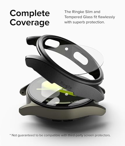 Image of Ringke Slim & Glass Compatible with Samsung Galaxy Watch 7 44mm Case [Combo] Anti-Scratch Hard PC Frame Protection Cover with HD Clear Tempered Glass Screen Protector - Titanium Black